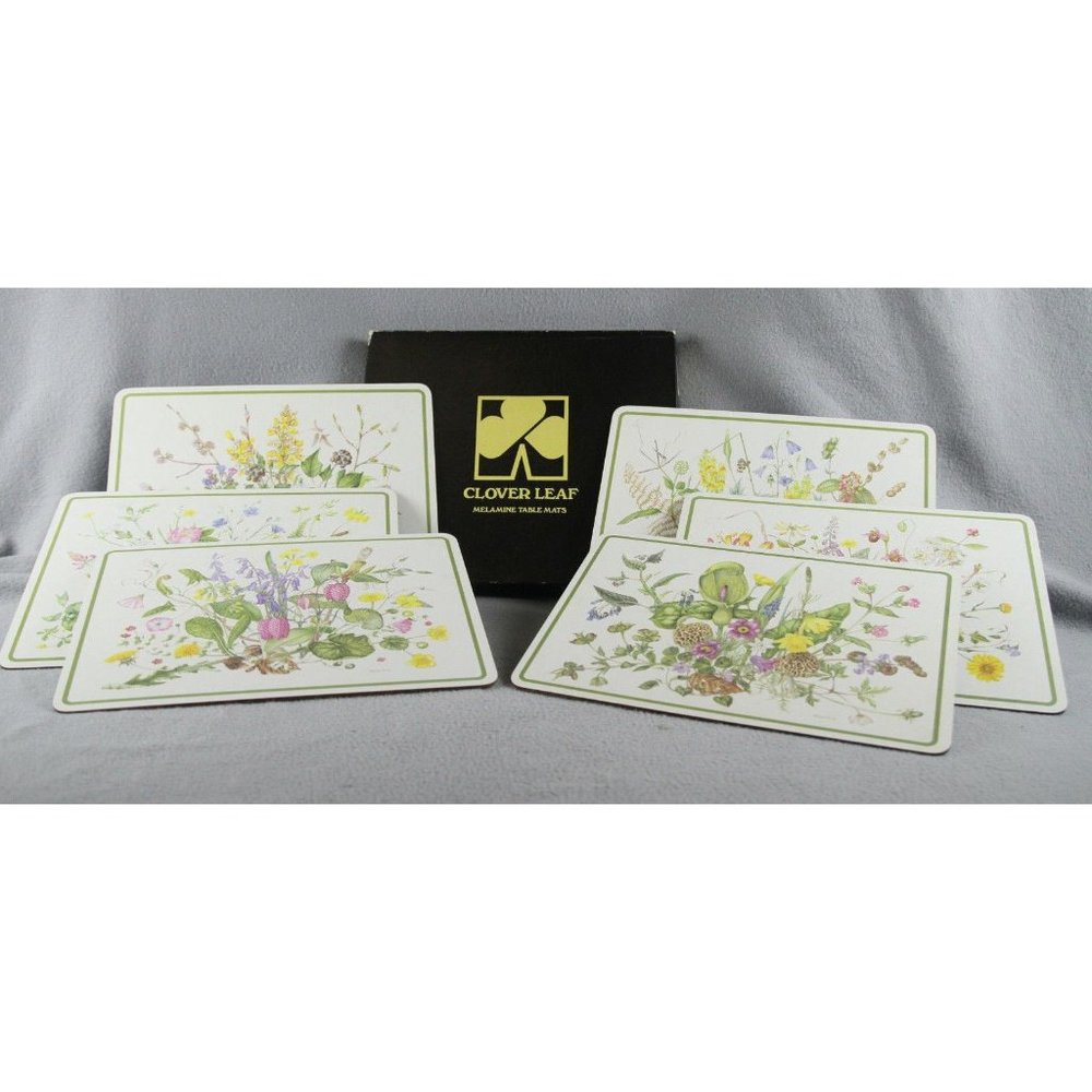 EUC Cloverleaf 6 pc Melamine Table Mats M15 SUMMER MEADOW Felt Backs UK  ANB